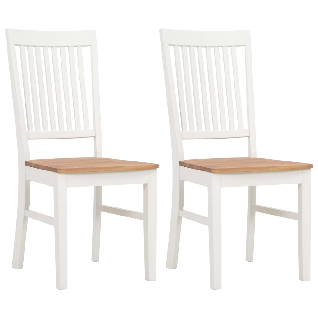 vidaXL Cadeiras de jantar 2 pcs madeira carvalho maciço branco