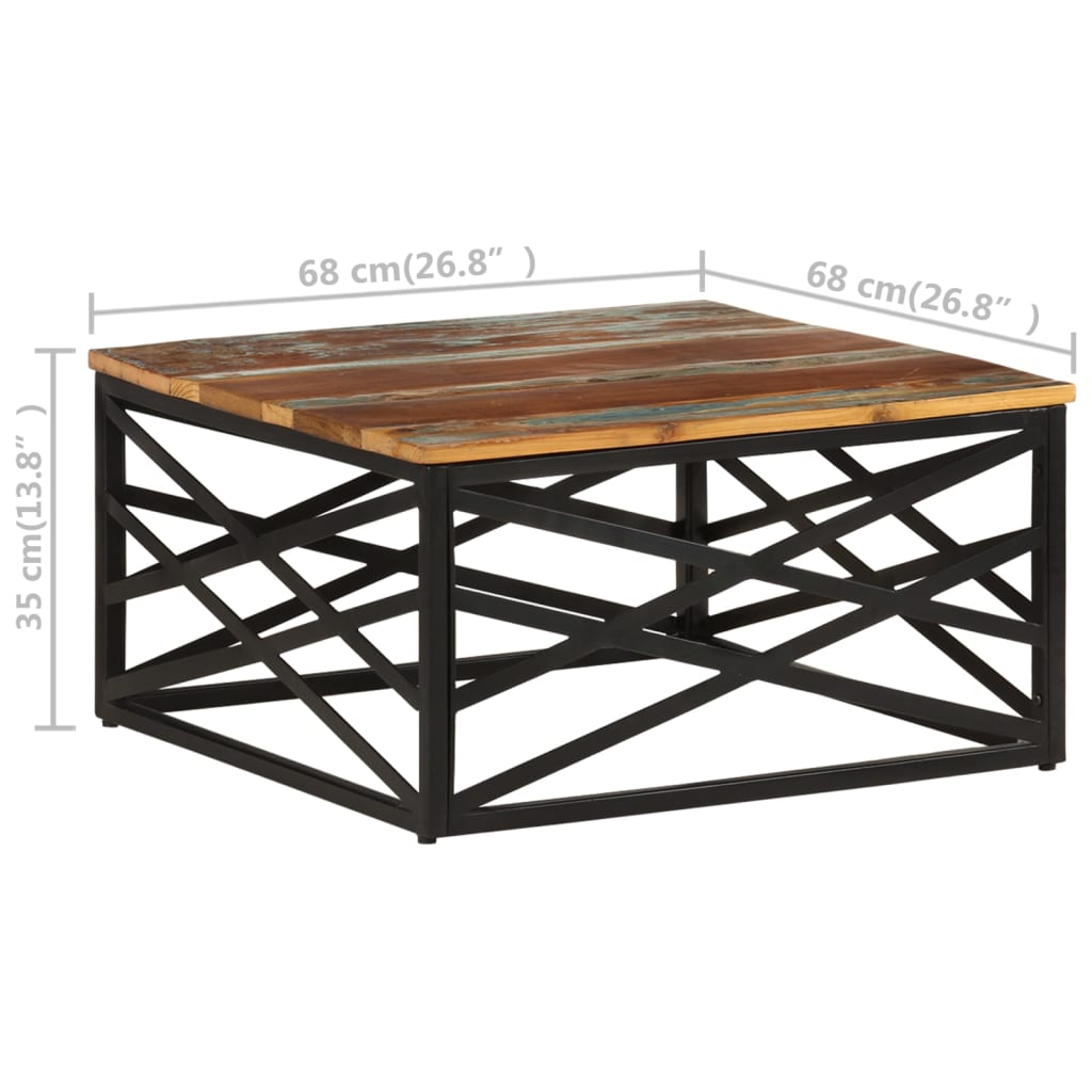 vidaXL Mesa de centro 68x68x35 cm madeira recuperada maciça