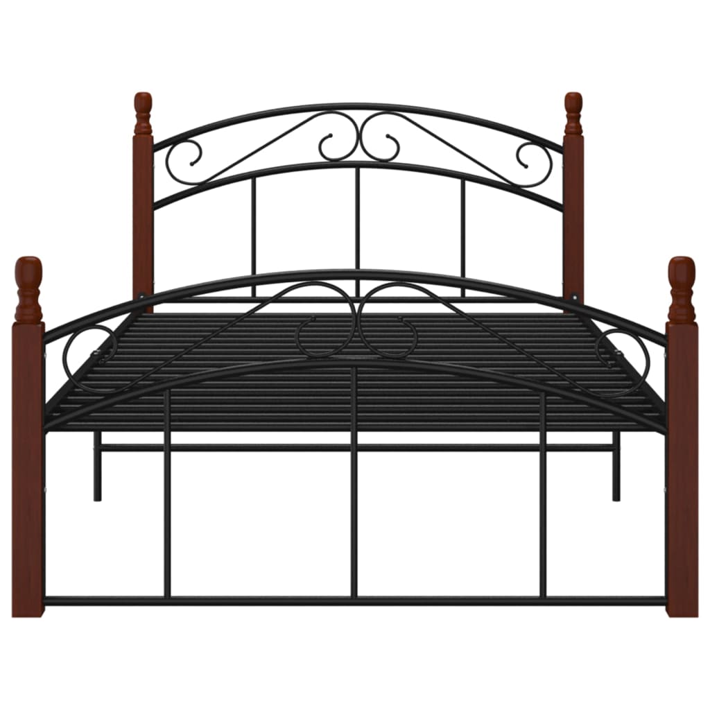 vidaXL Estrutura de cama 120x200cm metal/madeira carvalho maciça preto
