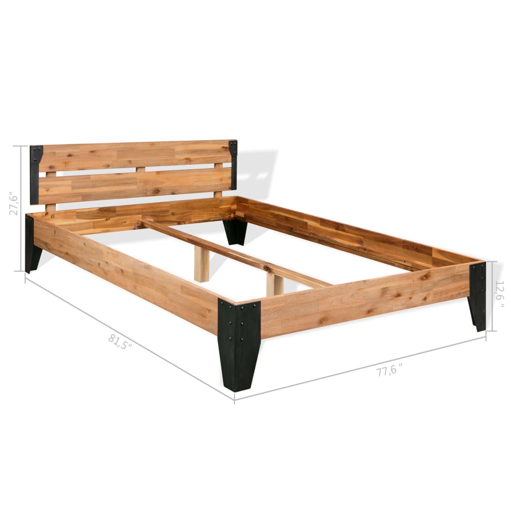 vidaXL Estrutura de cama 193x203 cm madeira de acácia maciça e aço