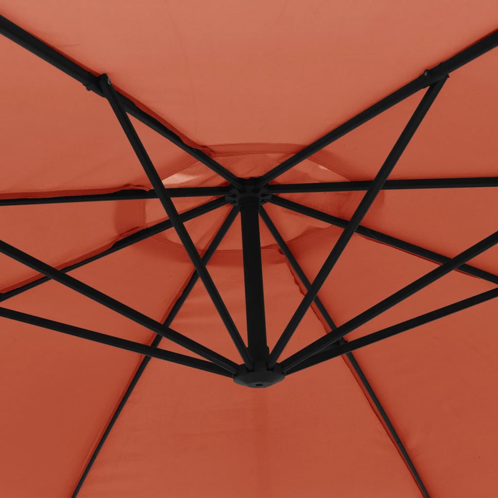 vidaXL Guarda-sol cantilever com mastro alumínio 350 cm terracotta