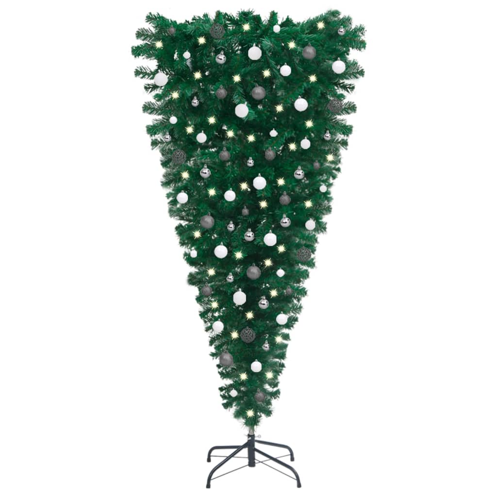vidaXL Árvore Natal artificial pré-iluminada invertida c/ bolas 150 cm