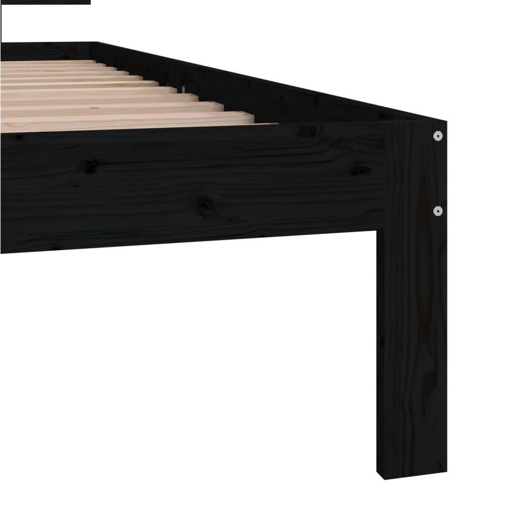 vidaXL Estrutura de cama 90 x 200 cm madeira de pinho maciça preto