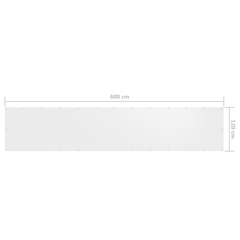 vidaXL Tela de varanda 120x600 cm tecido Oxford branco