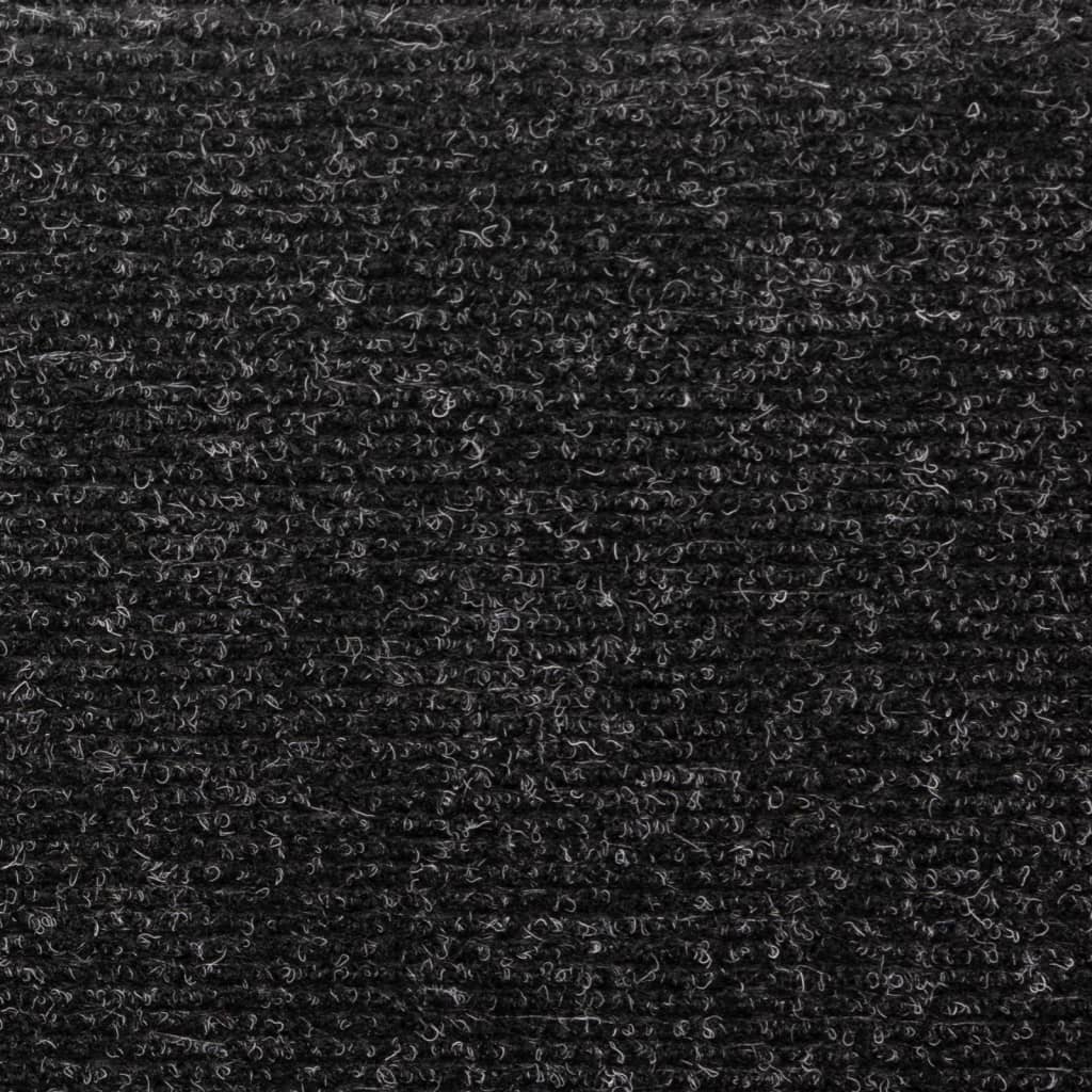 vidaXL Tapetes de escada 15 pcs 65x21x4 cm tecido agulhado preto