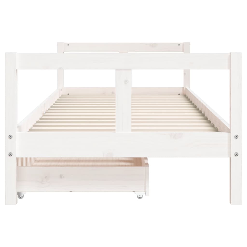 vidaXL Estrutura cama infantil c/ gavetas 80x200cm pinho maciço branco