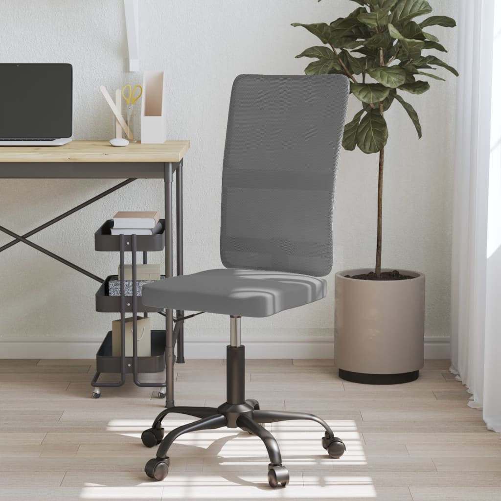 vidaXL Cadeira de escritório altura regulável tecido de malha cinzento
