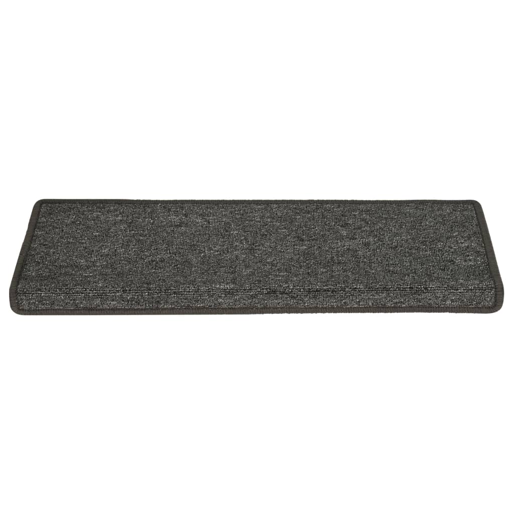 vidaXL Tapete/carpete para degraus 15 pcs 65x21x4 cm cinzento e preto