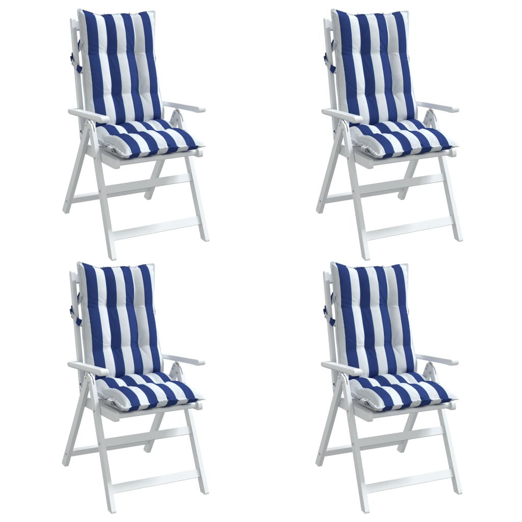 vidaXL Almofadões cadeira encosto alto 4 pcs tecido oxford azul/branco