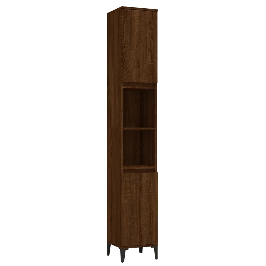 vidaXL 3 pcs conjunto móveis WC derivados de madeira carvalho castanho