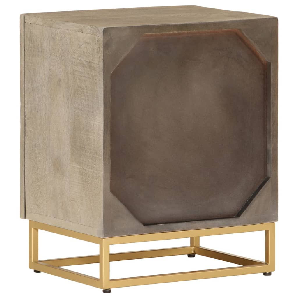 vidaXL Mesa de cabeceira 40x30x50 cm madeira de mangueira maciça/ferro