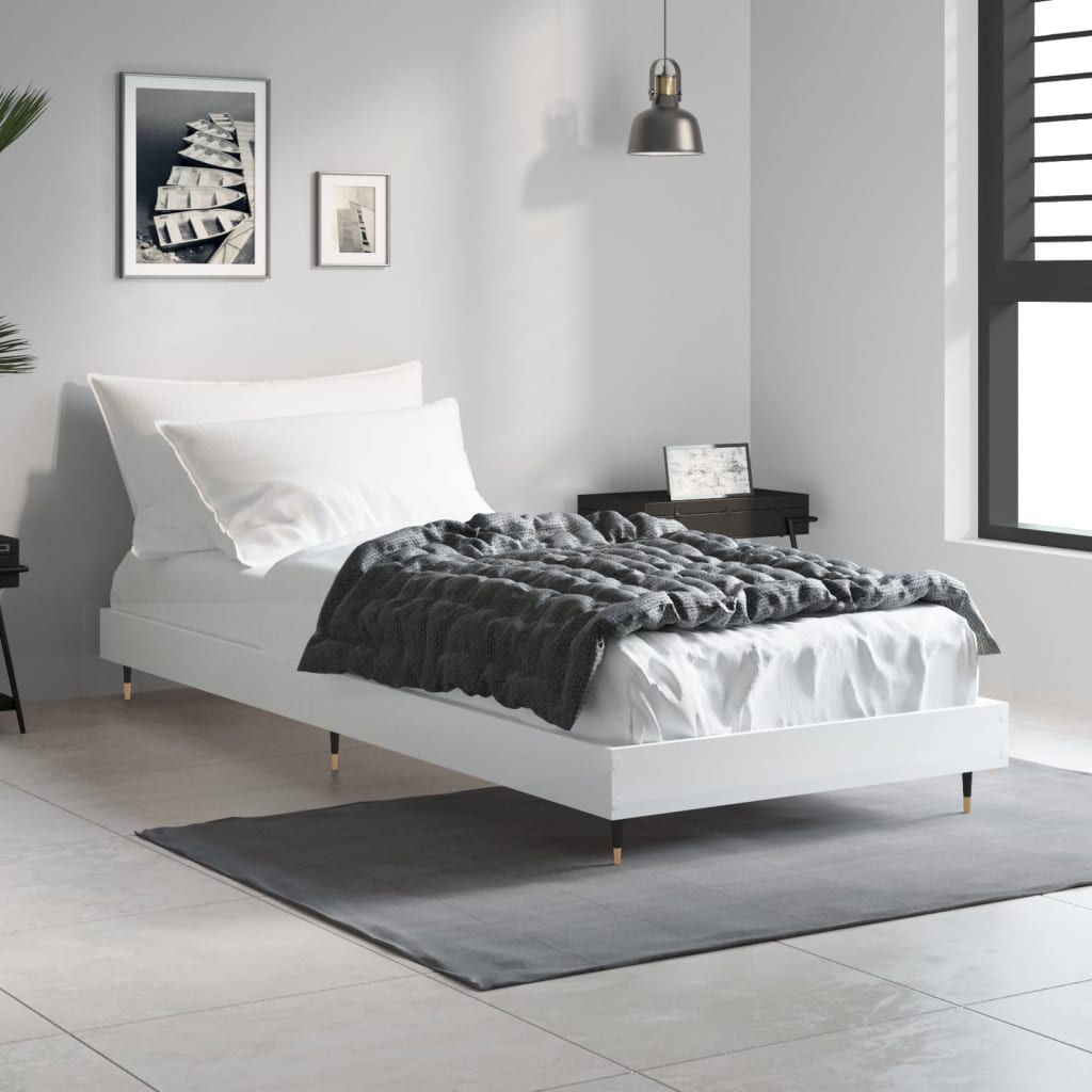 vidaXL Estrutura de cama 75x190 cm derivados de madeira branco