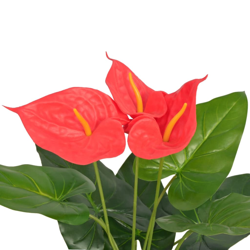 vidaXL Planta antúrio artificial com vaso 45 cm vermelho e amarelo