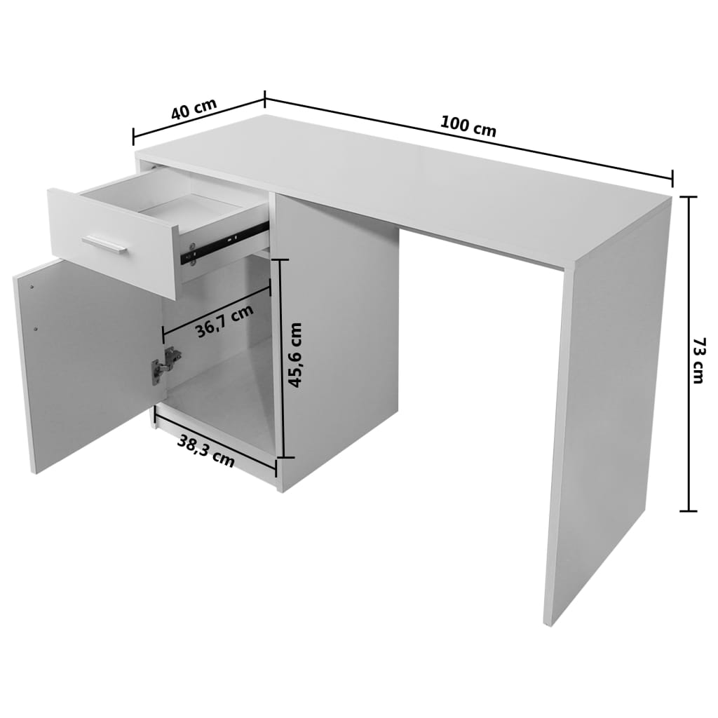 vidaXL Mesa com gaveta e armário 100x40x73 cm branca