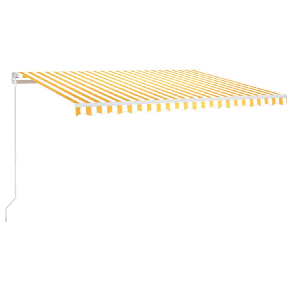 vidaXL Toldo retrátil manual com LED 400x300 cm amarelo e branco