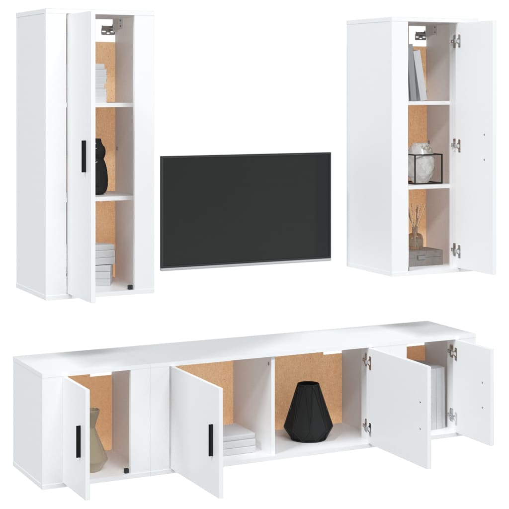vidaXL Conjunto móveis de TV 5 pcs madeira processada branco