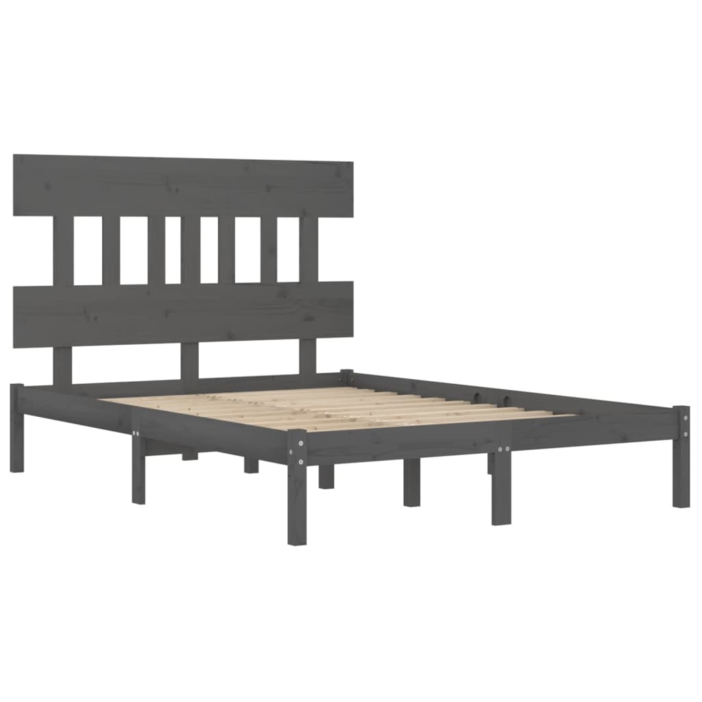vidaXL Estrutura de cama 140x190 cm madeira maciça cinzento