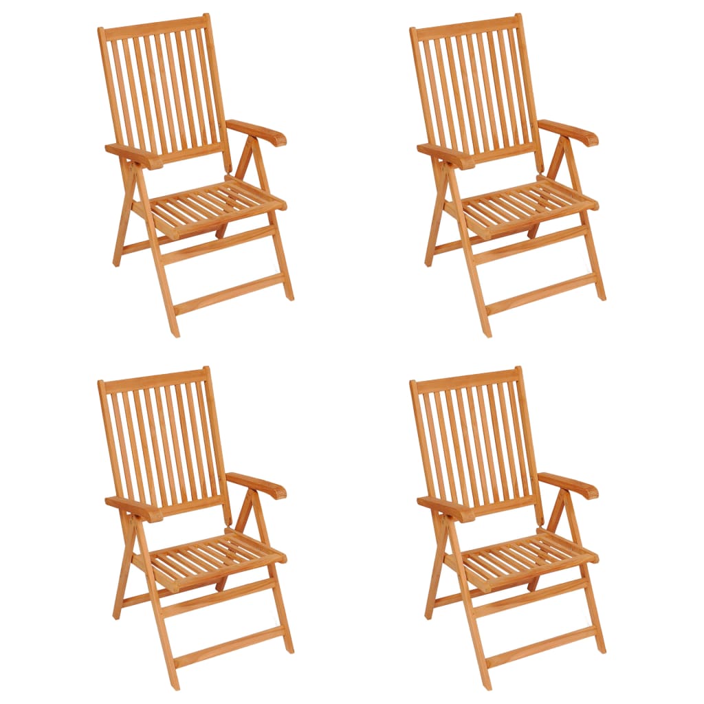 vidaXL Cadeiras de jardim c/ almofadões cinzentos 4 pcs teca maciça