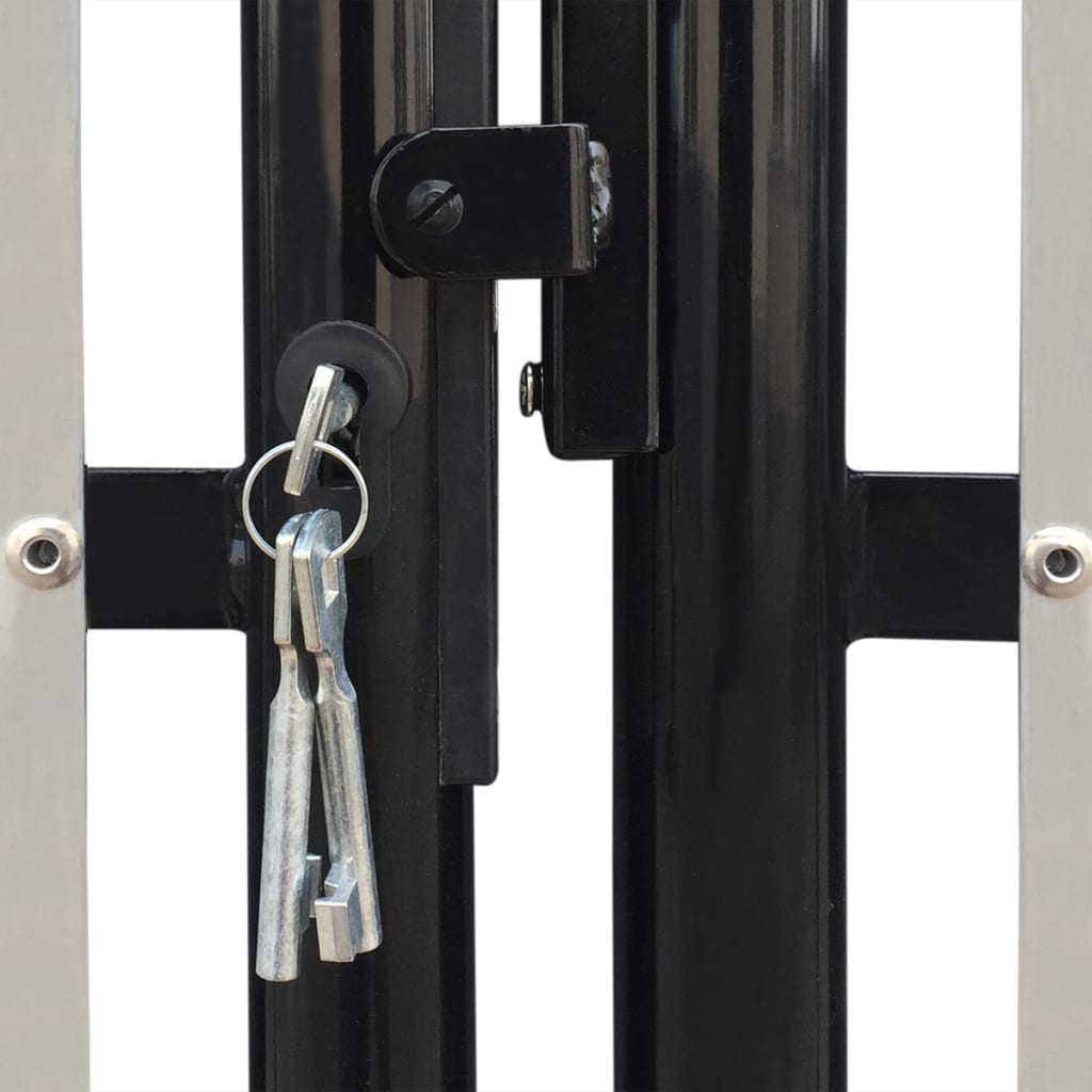 vidaXL Portão de cerca com porta única 300x150 cm preto