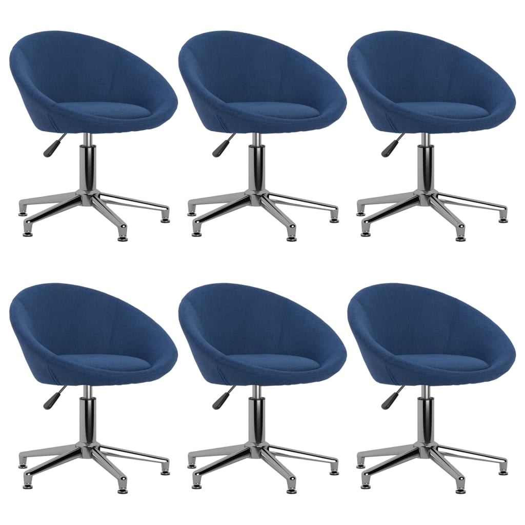vidaXL Cadeiras de jantar giratórias 6 pcs tecido azul