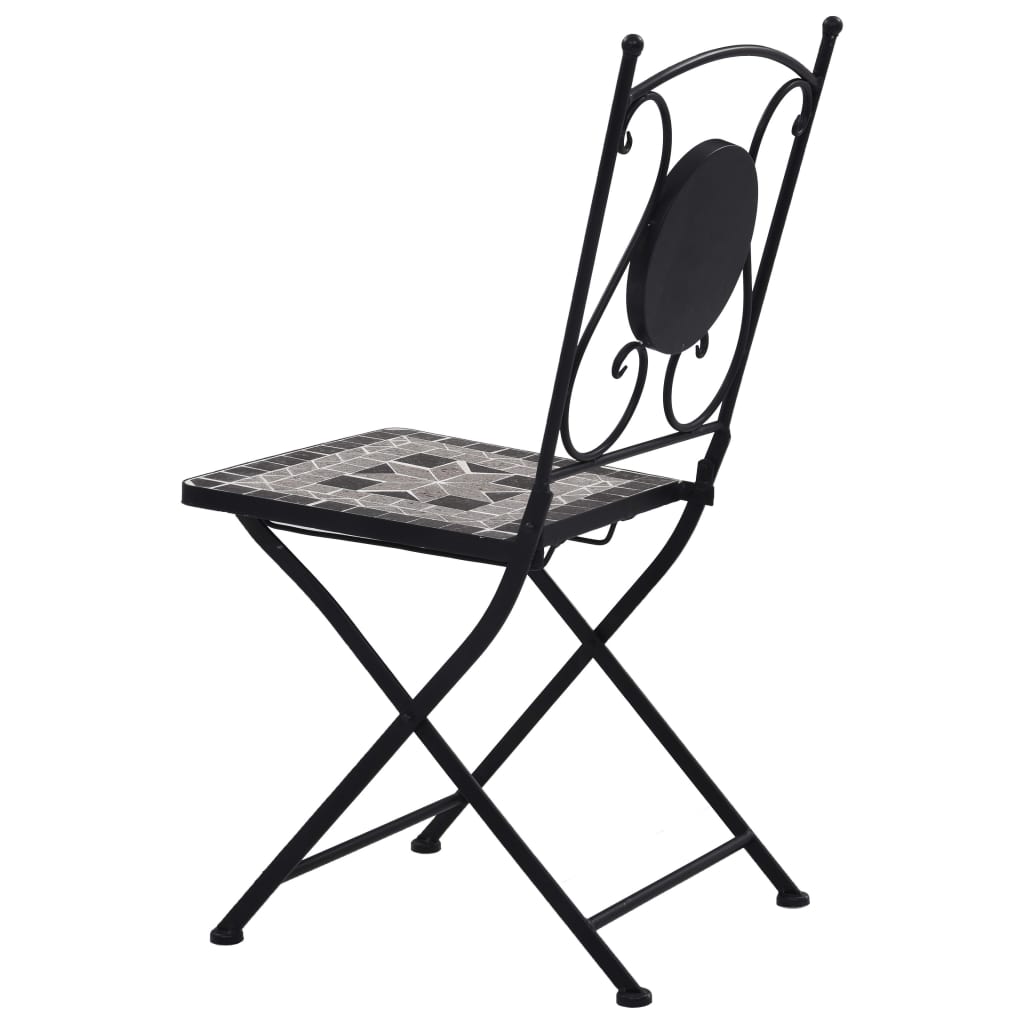 vidaXL Cadeiras bistrô em mosaico 2 pcs cinzento