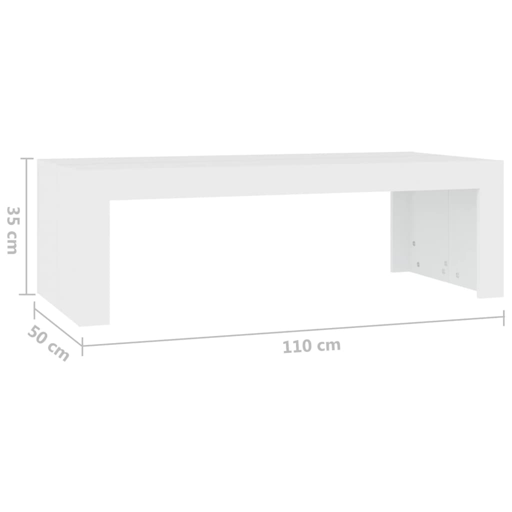 vidaXL Mesa de centro 110x50x35 cm contraplacado branco
