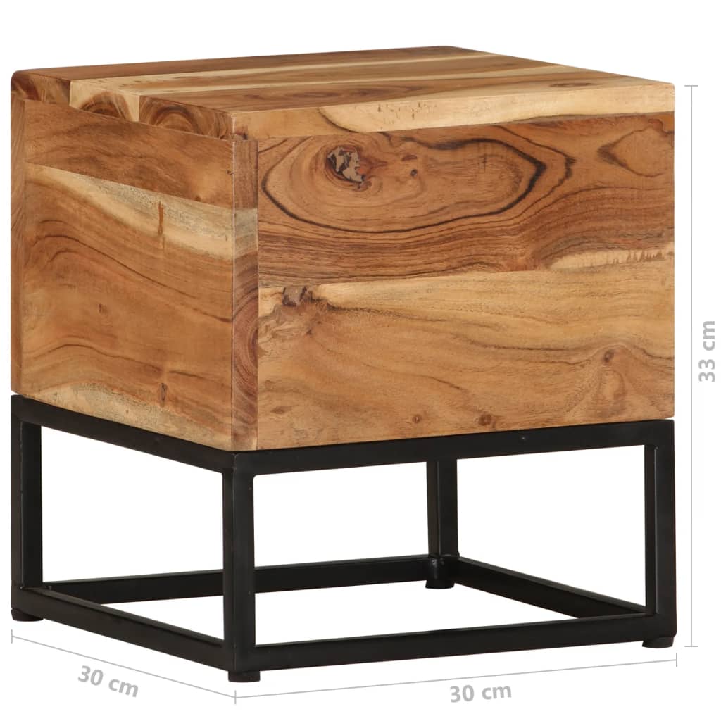 vidaXL Mesa de apoio 30x30x33 cm madeira de acácia maciça