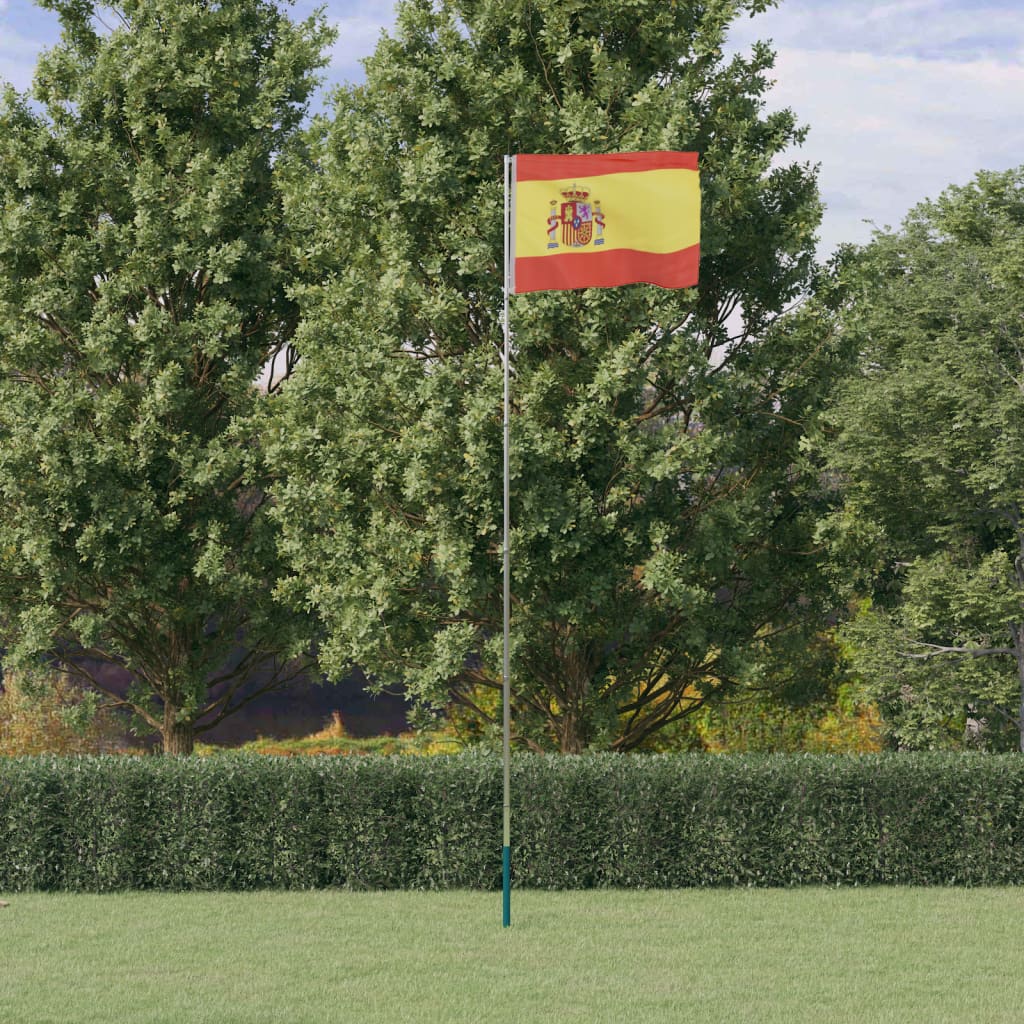 vidaXL Bandeira da Espanha e mastro 5,55 m alumínio