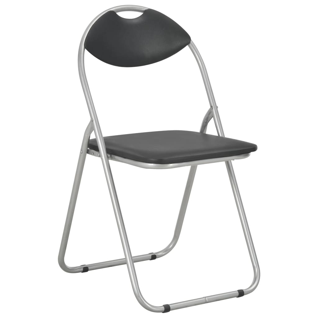 vidaXL Cadeiras de jantar dobráveis 6 pcs couro artificial preto