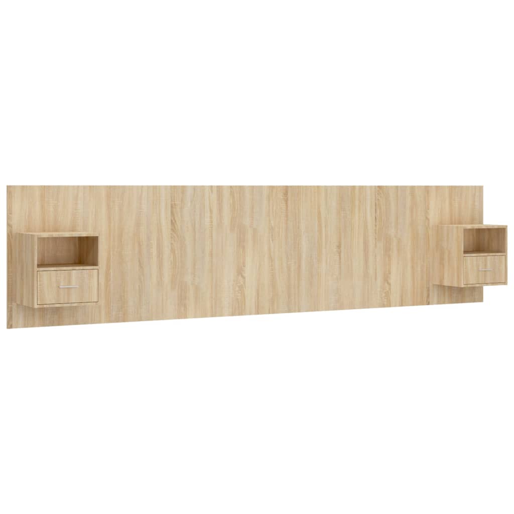 vidaXL Cabeceira cama + armários madeira processada carvalho sonoma