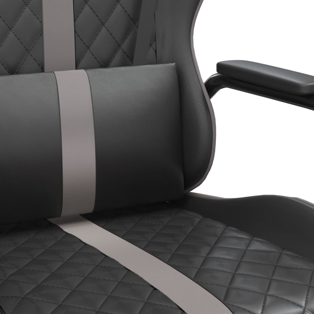 vidaXL Cadeira gaming couro artificial preto e cinzento