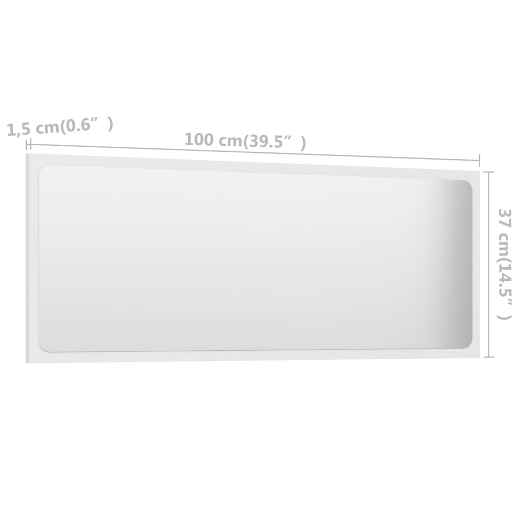 vidaXL Espelho de casa de banho 100x1,5x37 cm contraplacado branco