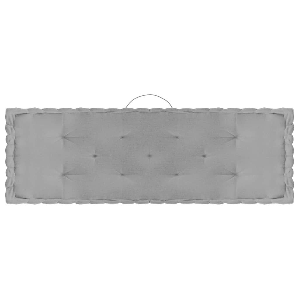vidaXL Almofadões para sofá de paletes 6 pcs algodão cinzento