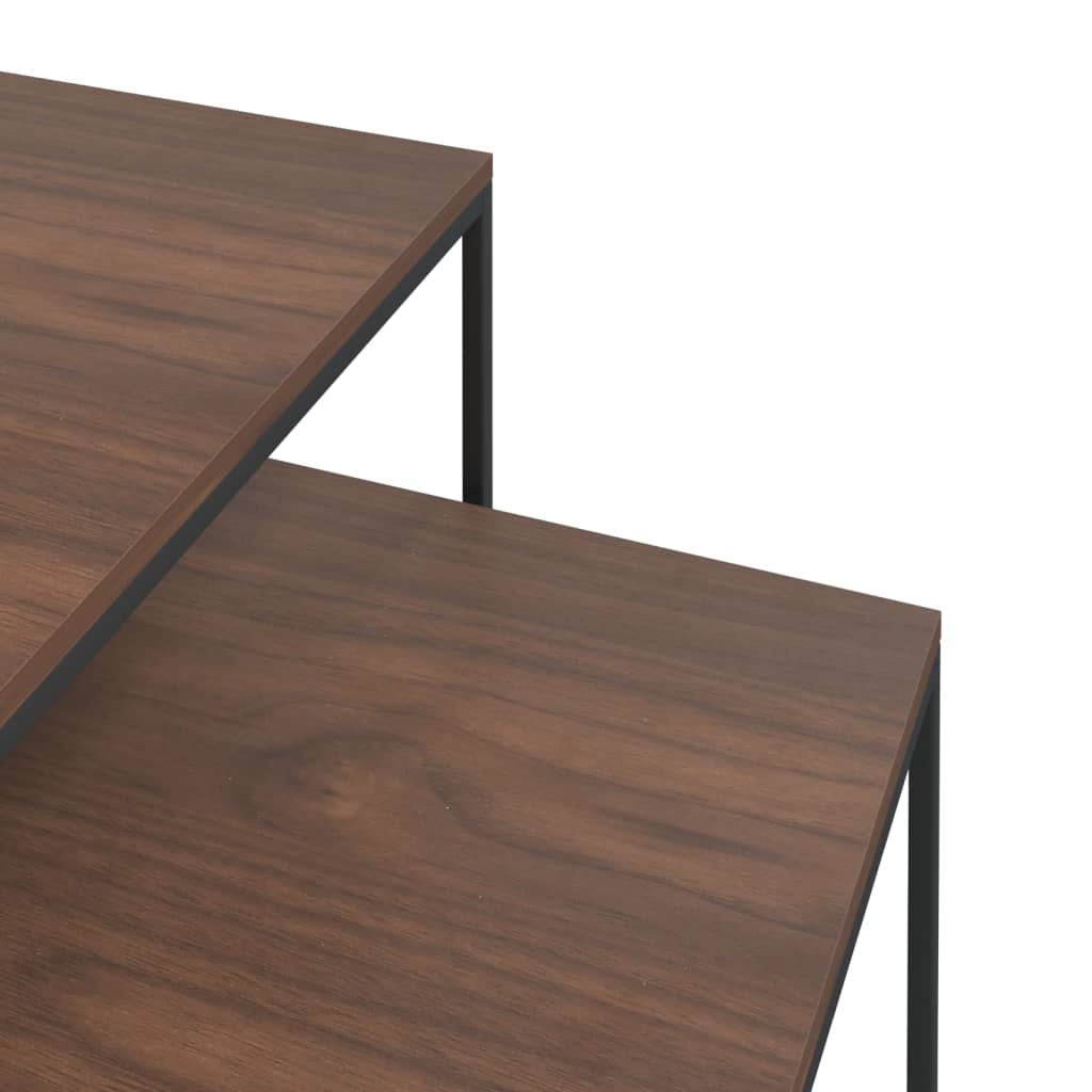 vidaXL Conjunto de mesas de centro 2 pcs derivados de madeira e metal