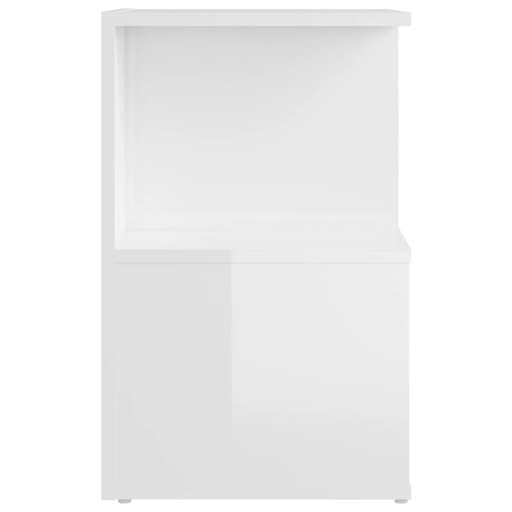 vidaXL Mesa de cabeceira 35x35x55 cm contraplacado branco brilhante