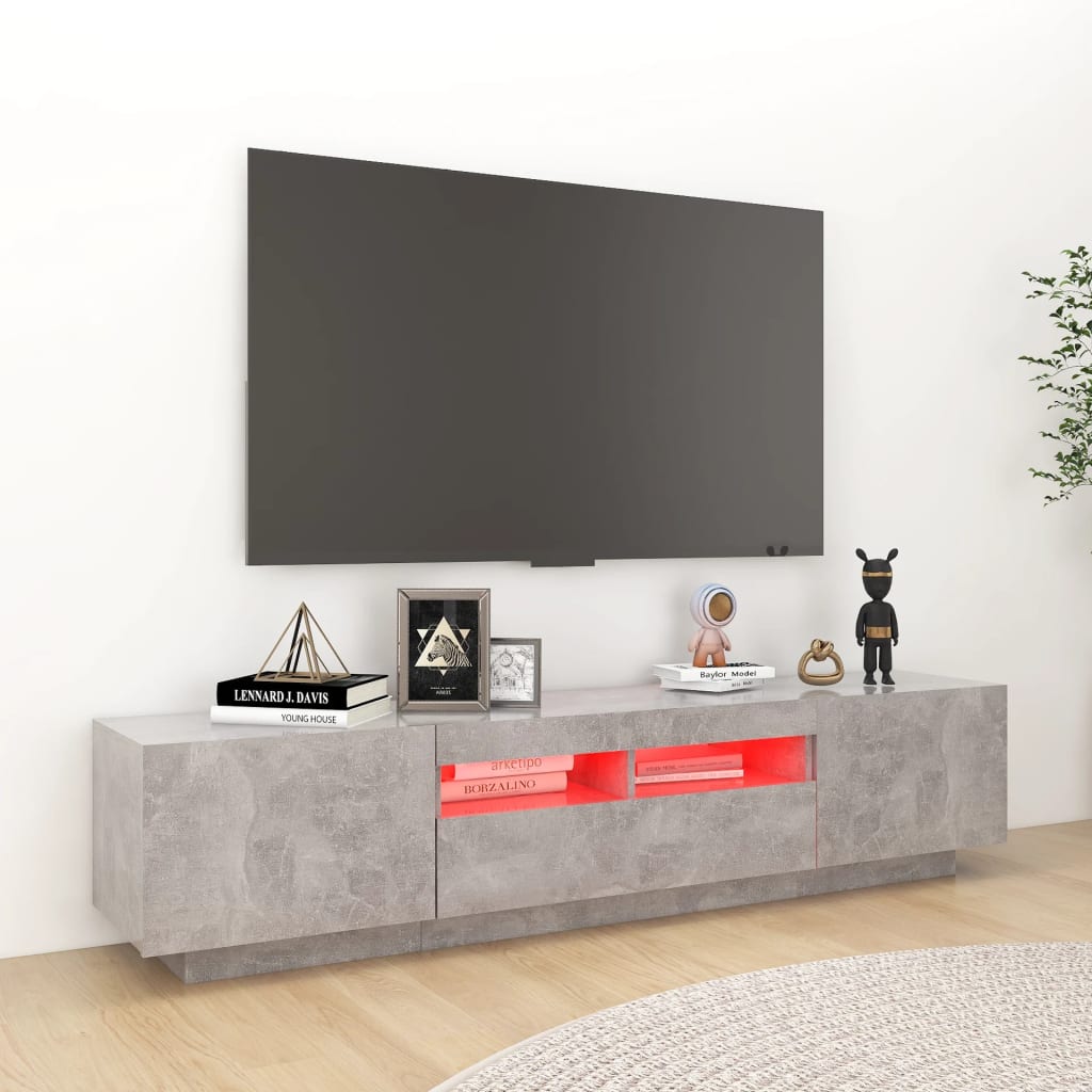 vidaXL Móvel de TV com luzes LED 180x35x40 cm cinzento cimento