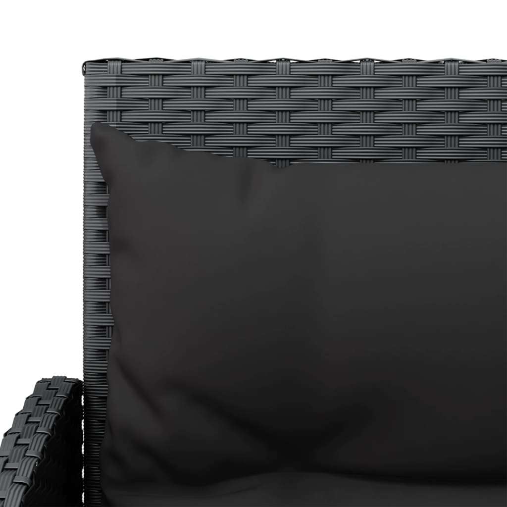 vidaXL 2 pcs conjunto de sofás formato L c/ almofadões vime PE preto