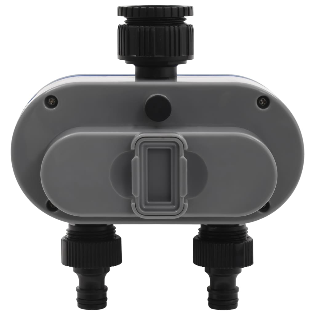 vidaXL Temporizador água digital c/ saída dupla e sensor de humidade