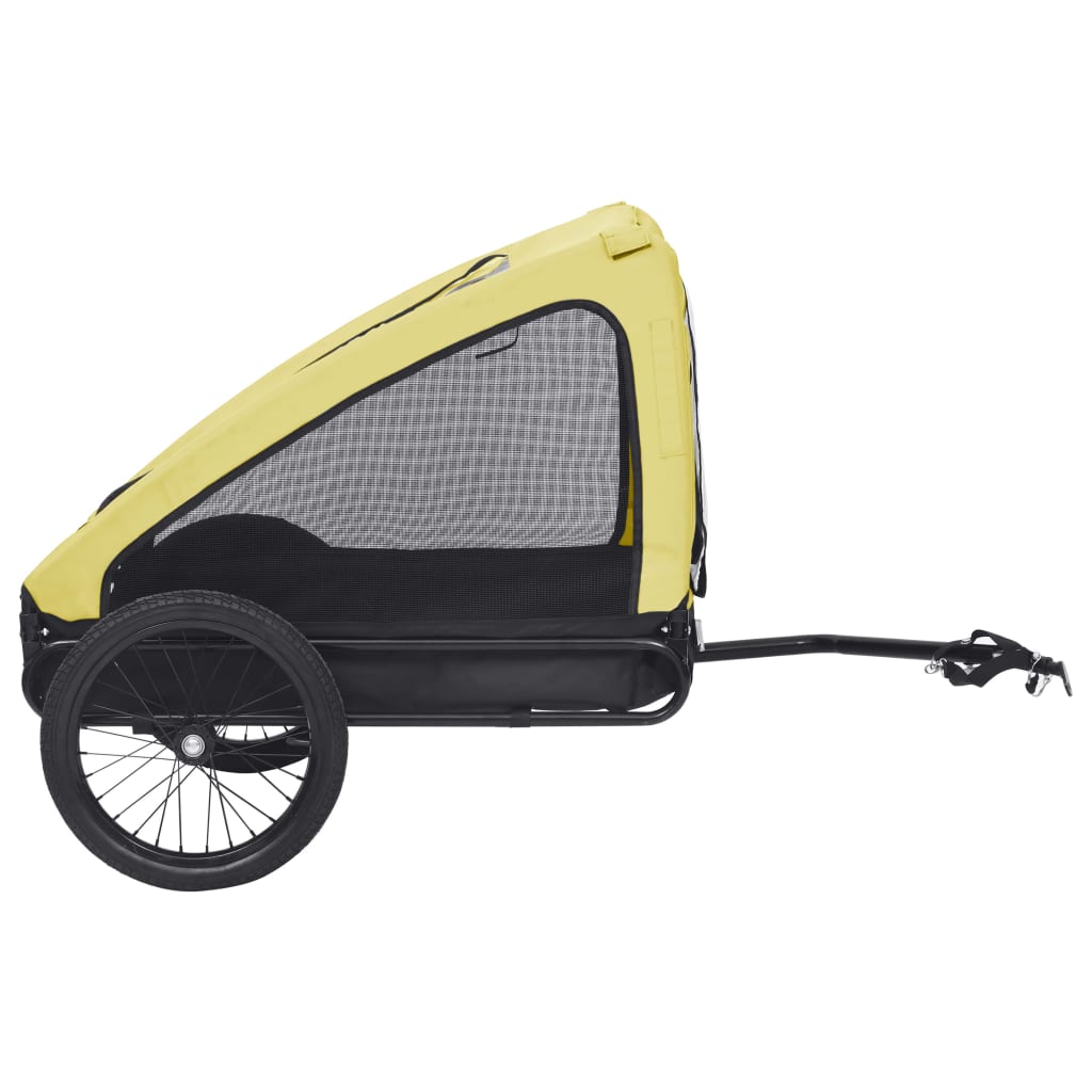 vidaXL Reboque bicicleta p/ animais amarelo e preto