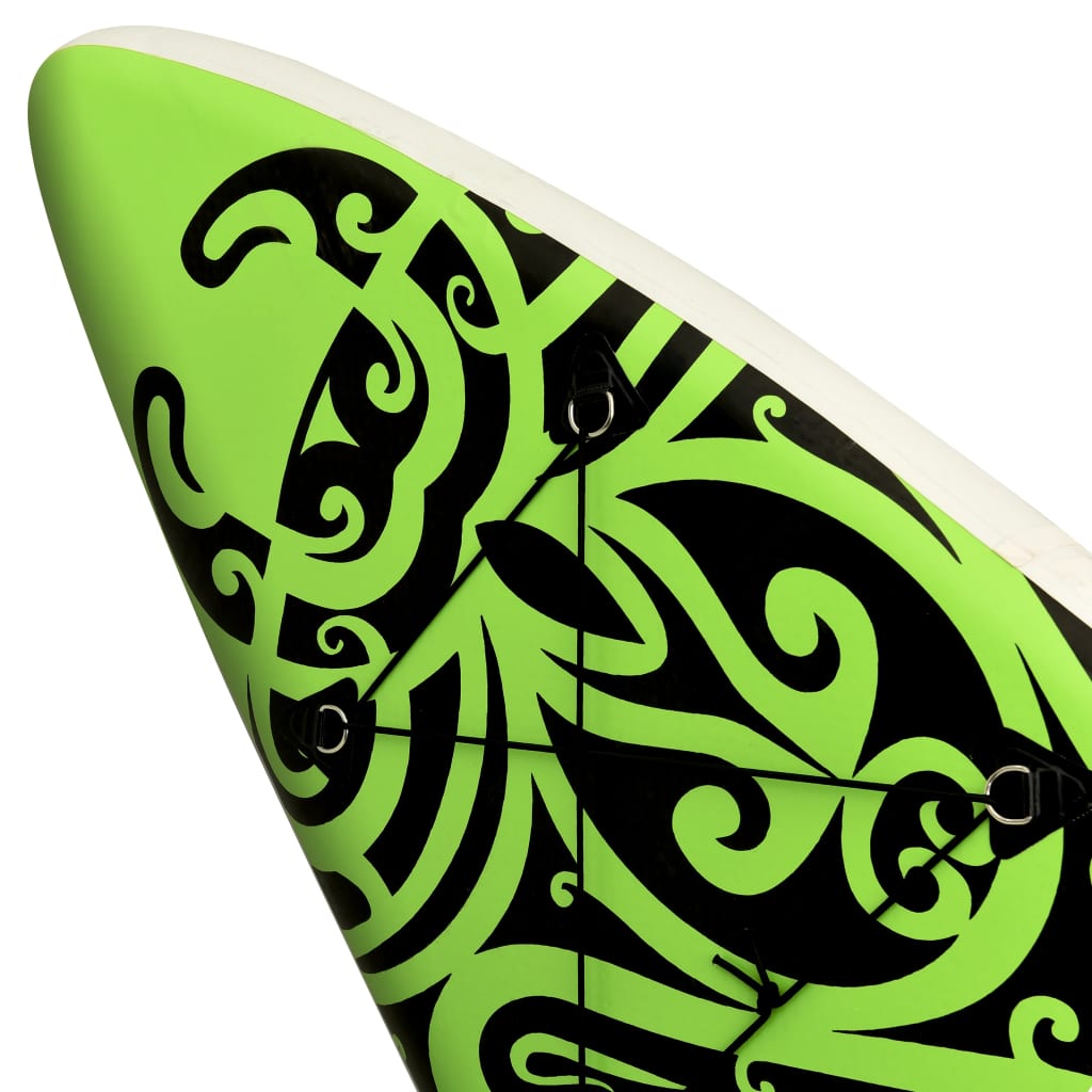 vidaXL Conjunto prancha de paddle SUP insuflável 366x76x15 cm verde