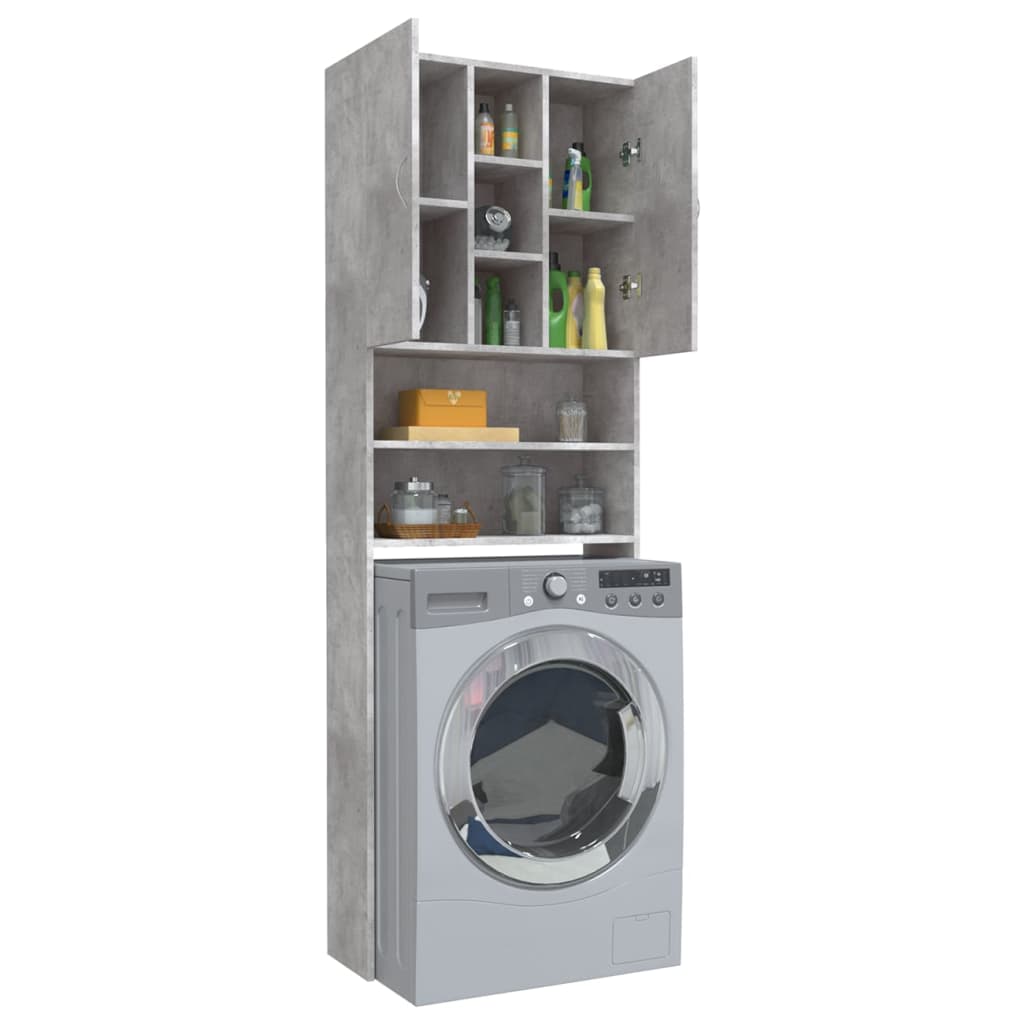 vidaXL Armário máquina de lavar roupa 64x25,5x190 cm cinzento-cimento