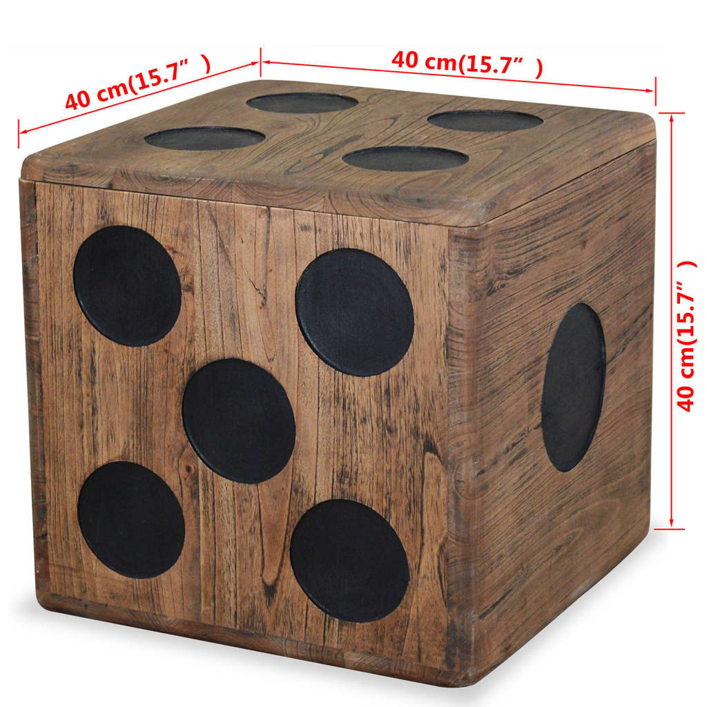 vidaXL Caixa de arrumação madeira mindi 40x40x40 cm design de dado