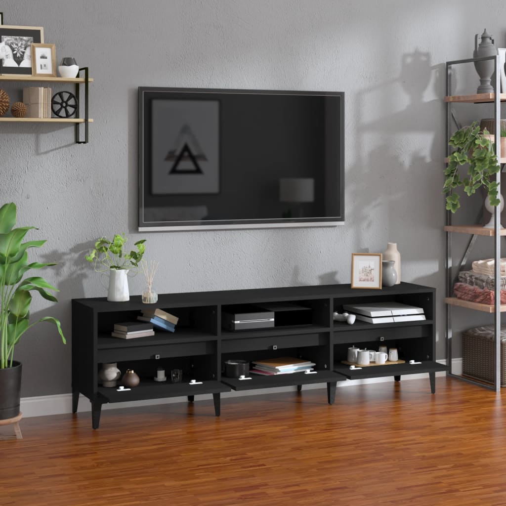 vidaXL Móvel de TV 150x30x44,5 cm derivados de madeira preto