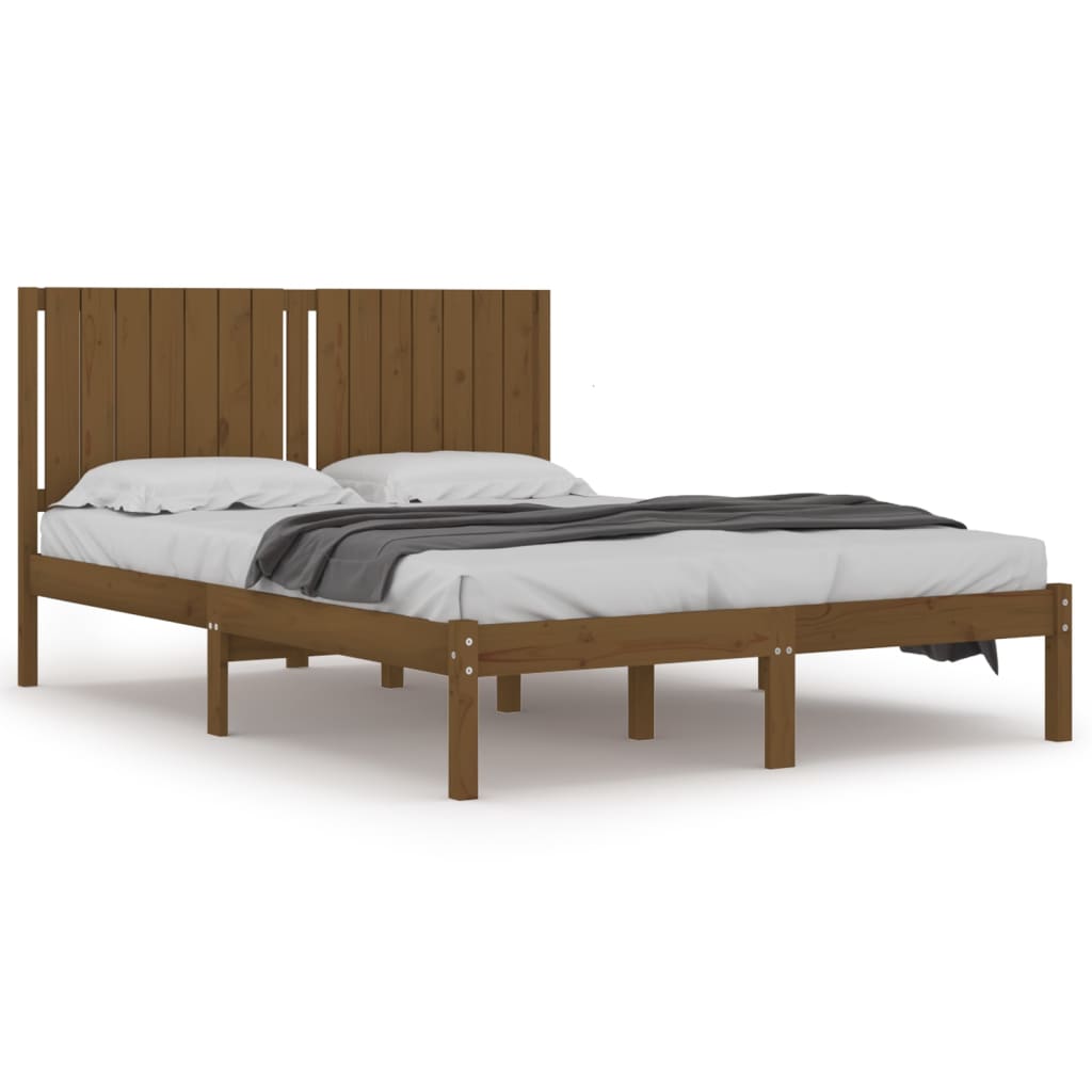 vidaXL Estrutura cama king 150x200 cm madeira maciça castanho-mel