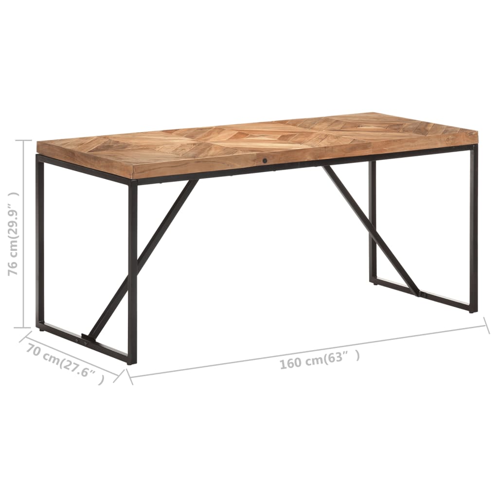 vidaXL Mesa de jantar 160x70x76 cm madeira acácia maciça e mangueira