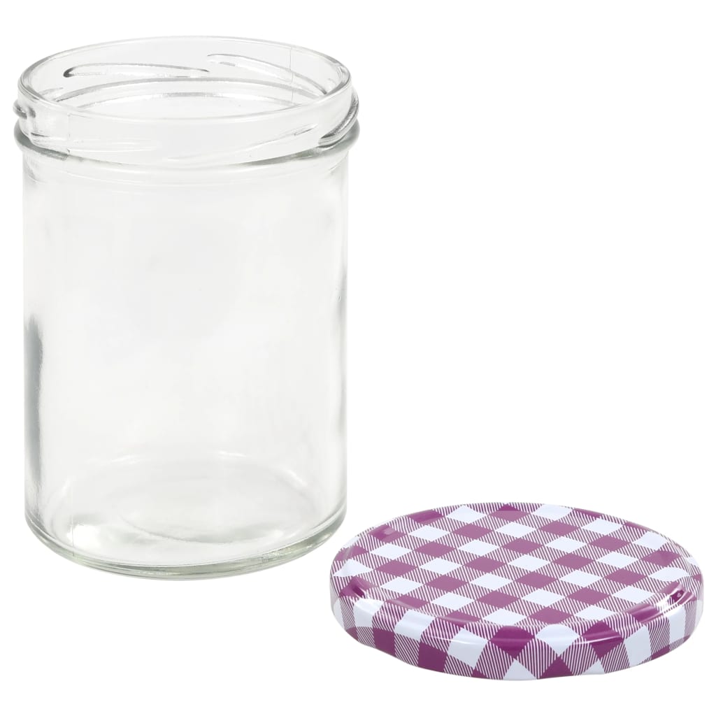 vidaXL Frascos de vidro com tampas brancas e roxas 96 pcs 400 ml