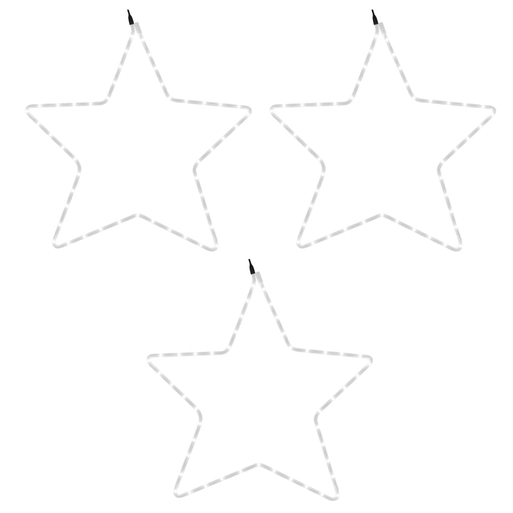 vidaXL Figura natalícia de estrelas + 48 LEDs 3pcs 56 cm branco quente