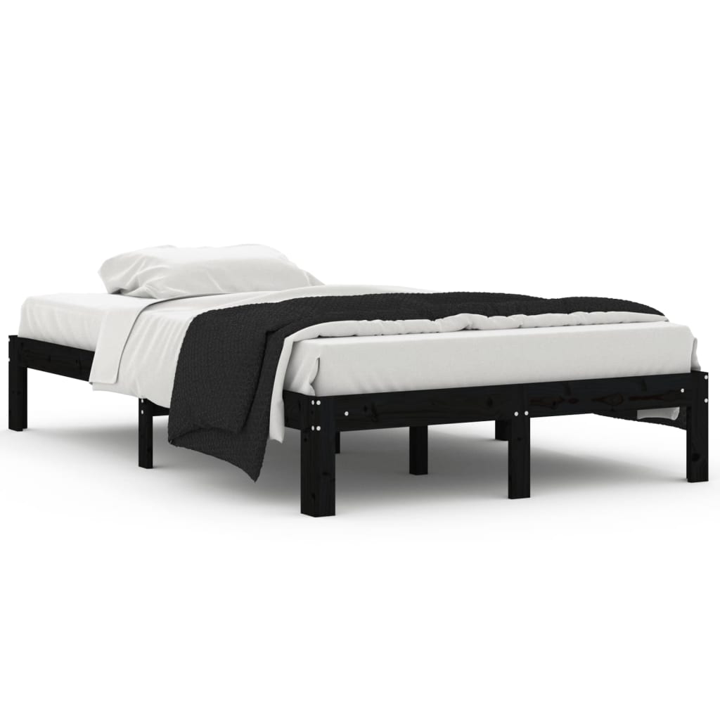 vidaXL Estrutura de cama 120x200 cm pinho maciço preto