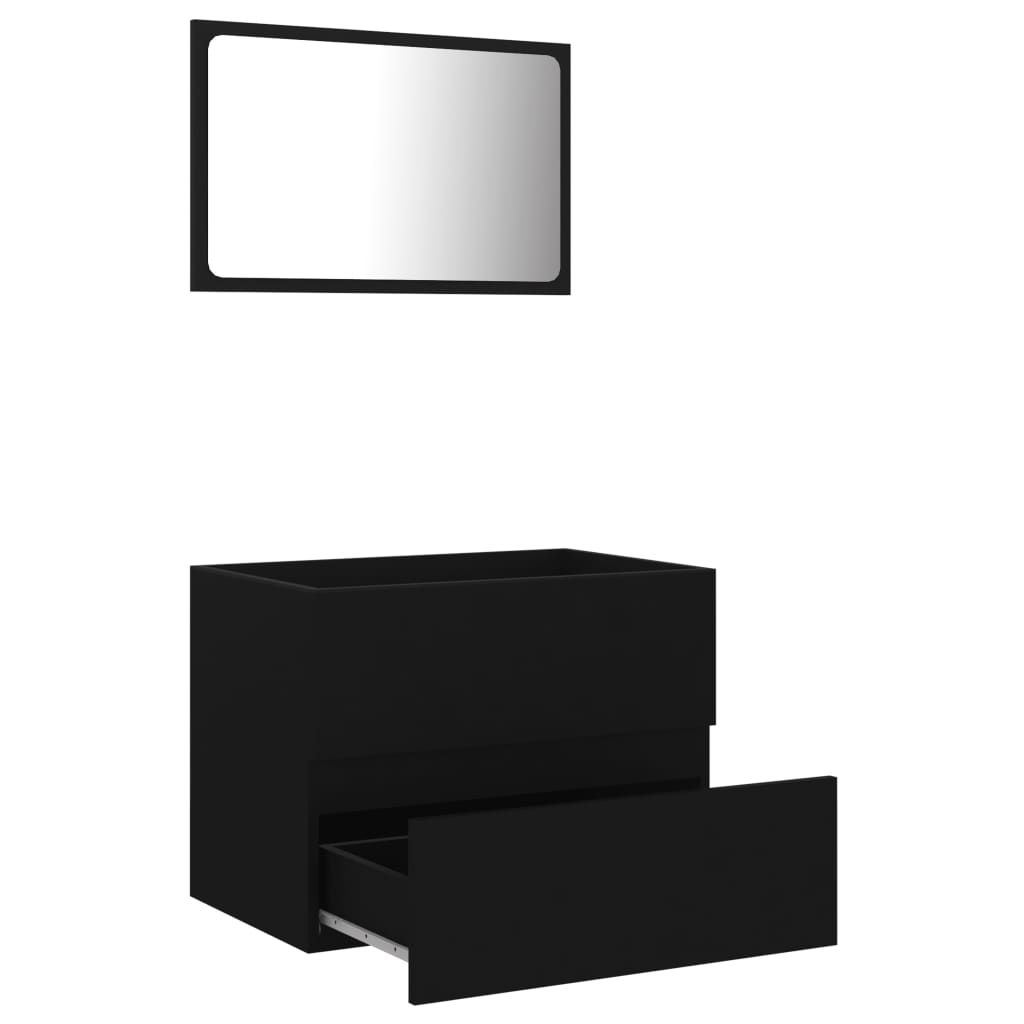 vidaXL 2 pcs conjunto de móveis de casa de banho contraplacado preto