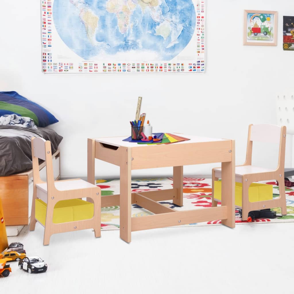 vidaXL Mesa de criança com duas cadeiras MDF